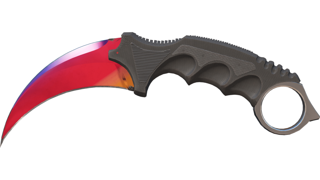Karambit Fade - high-value yellow skin CS2 with pink and purple gradient