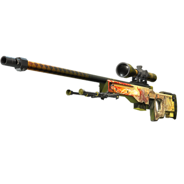AWP Dragon Lore - legendary gold and olive sniper rifle with dragon artwork