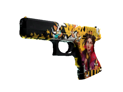 Glock-18 Bullet Queen - popular yellow skin CS2 with woman artwork design
