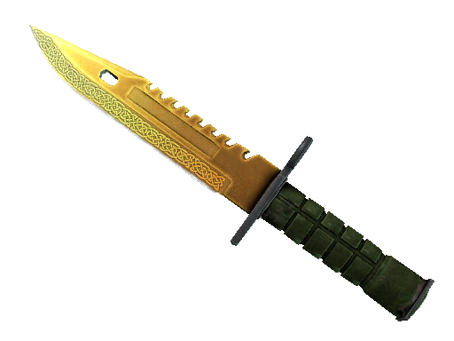 M9 Bayonet Lore - gold-accented yellow skin CS2 with Egyptian patterns
