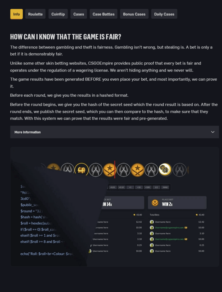 Fair and safe gambling on CSGOEmpire