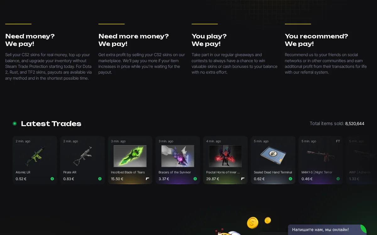 AvanMarket skins listings and multi-game marketplace interface