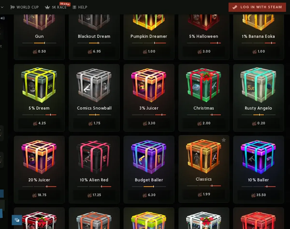 Bandit.Camp crate battles and case opening modes with Rust skins