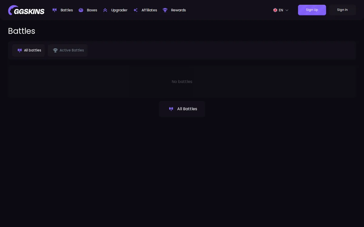 GGSkins case opening and case battles interface